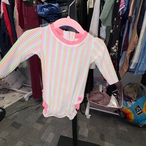 RuffleButts Colorful Striped Baby swimsuit